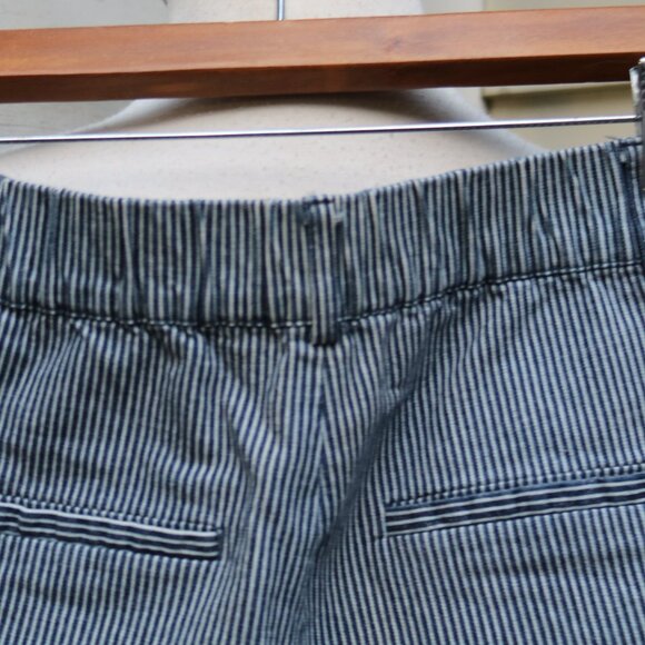 Rachel Zoe Blue White Railroad Pinstripe Stretch Cotton Wide Leg Pants Sz LARGE - Picture 4 of 6